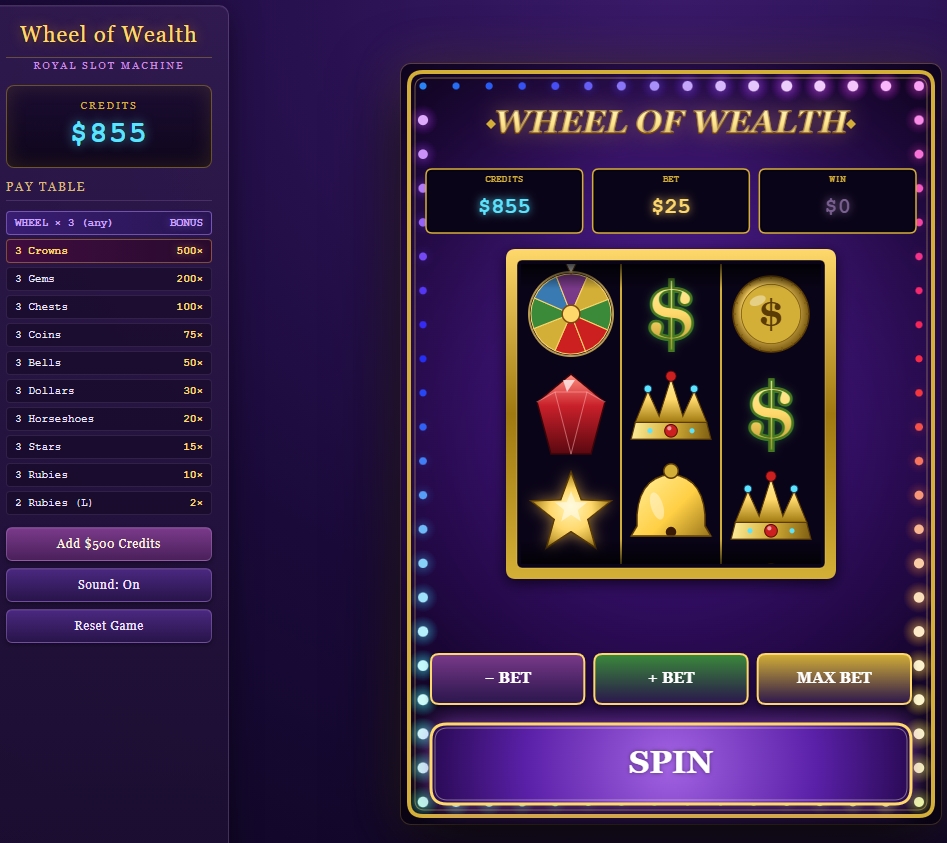 Wheel of Wealth Slot Machine with Bonus Wheel